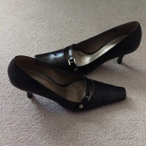 BCBGirls Black Leather heels Size 5.5